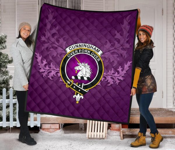 Cunningham Burgundy Dancers Clan Quilt, Scottish Tartan Cunningham Burgundy Dancers Clans Quilt Violet Style - Image 2