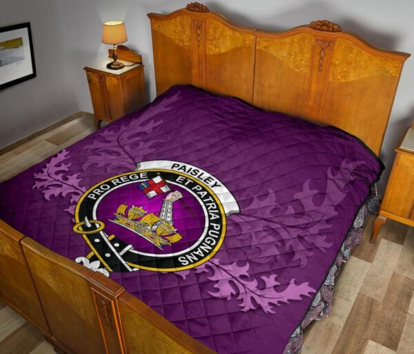 Paisley District Clan Quilt, Scottish Tartan Paisley District Clans Quilt Violet Style - Image 11