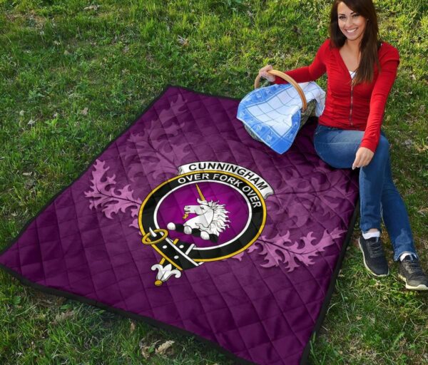 Cunningham Burgundy Dancers Clan Quilt, Scottish Tartan Cunningham Burgundy Dancers Clans Quilt Violet Style - Image 6