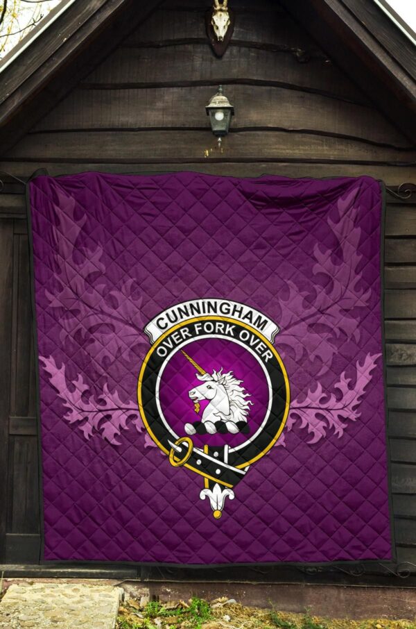 Cunningham Burgundy Dancers Clan Quilt, Scottish Tartan Cunningham Burgundy Dancers Clans Quilt Violet Style - Image 5