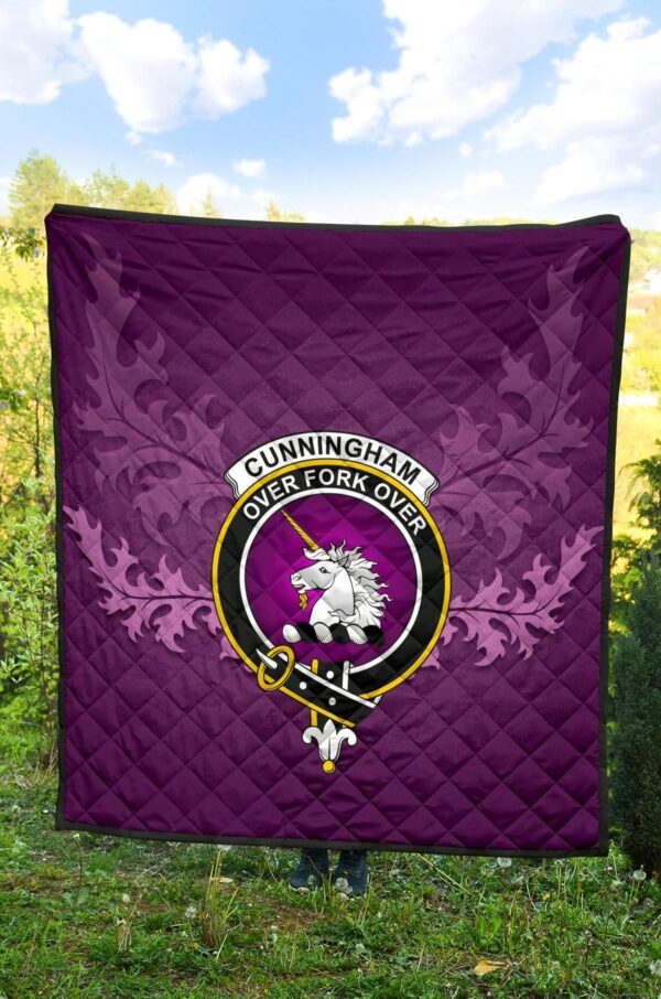 Cunningham Burgundy Dancers Clan Quilt, Scottish Tartan Cunningham Burgundy Dancers Clans Quilt Violet Style - Image 4