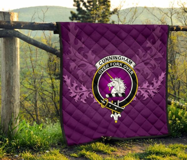 Cunningham Burgundy Dancers Clan Quilt, Scottish Tartan Cunningham Burgundy Dancers Clans Quilt Violet Style - Image 8