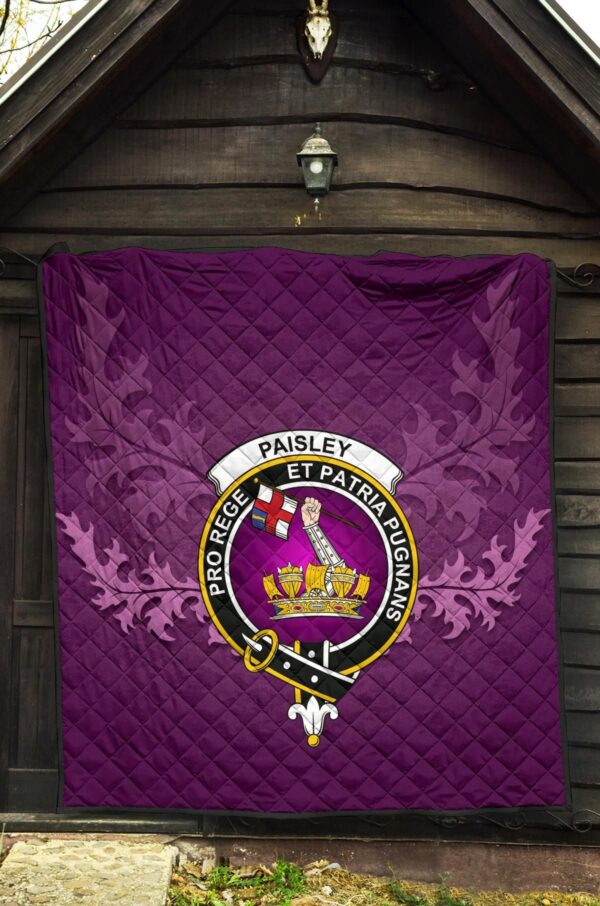 Paisley District Clan Quilt, Scottish Tartan Paisley District Clans Quilt Violet Style - Image 5