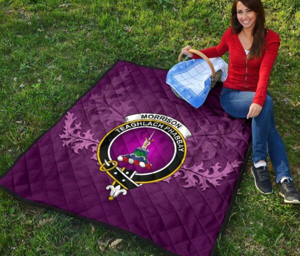 Morrison Red Modern Clan Quilt, Scottish Tartan Morrison Red Modern Clans Quilt Violet Style - Image 6