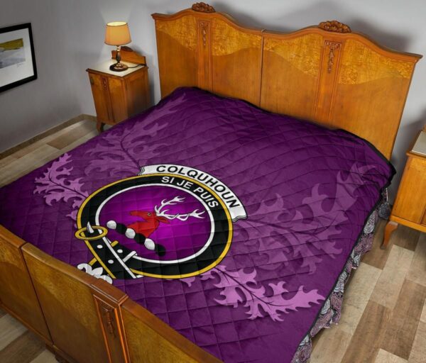 Colquhoun Ancient Clan Quilt, Scottish Tartan Colquhoun Ancient Clans Quilt Violet Style - Image 11