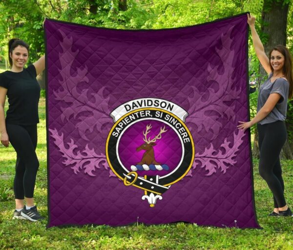 Davidson Modern Clan Quilt, Scottish Tartan Davidson Modern Clans Quilt Violet Style