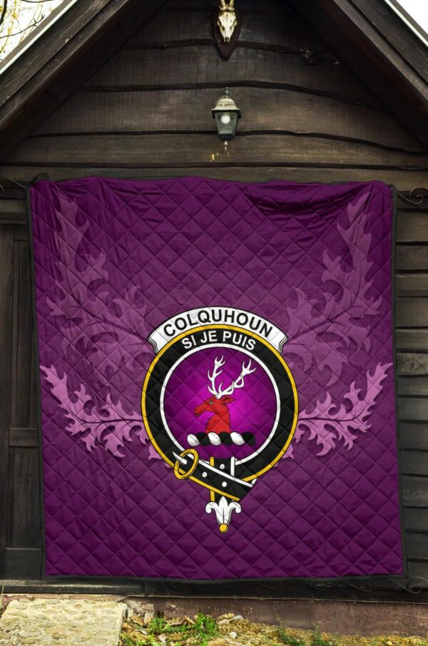 Colquhoun Ancient Clan Quilt, Scottish Tartan Colquhoun Ancient Clans Quilt Violet Style - Image 5