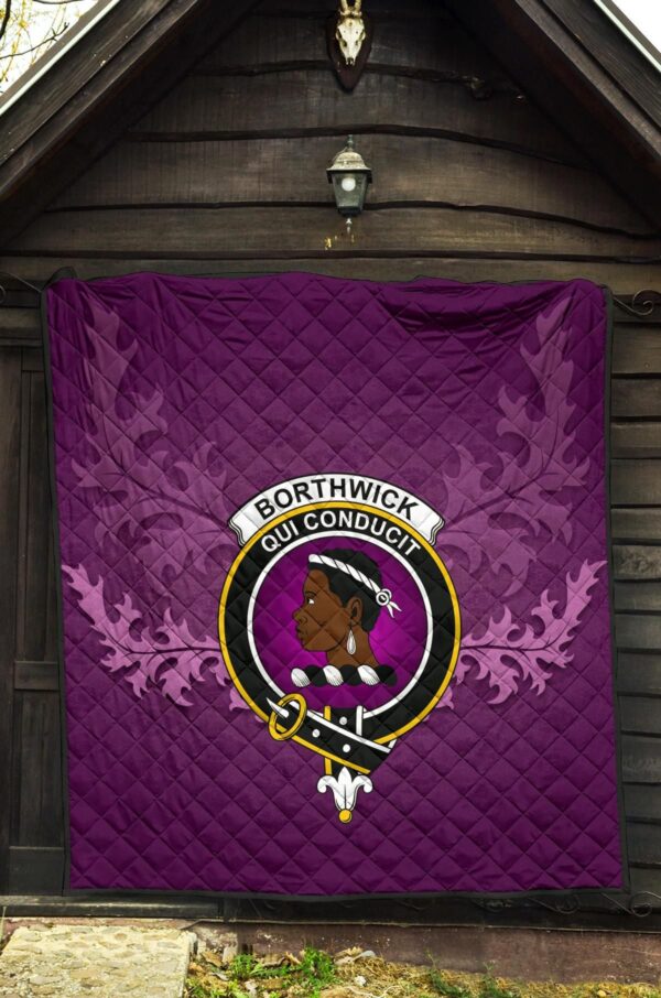 Borthwick Dress Ancient Clan Quilt, Scottish Tartan Borthwick Dress Ancient Clans Quilt Violet Style - Image 5