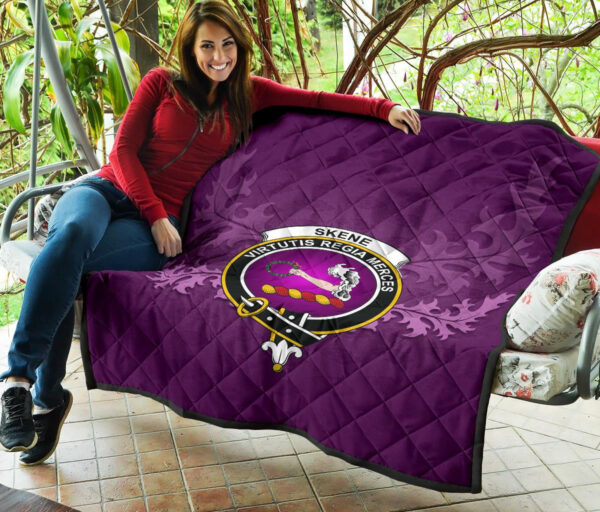 Skene Modern Clan Quilt, Scottish Tartan Skene Modern Clans Quilt Violet Style - Image 7