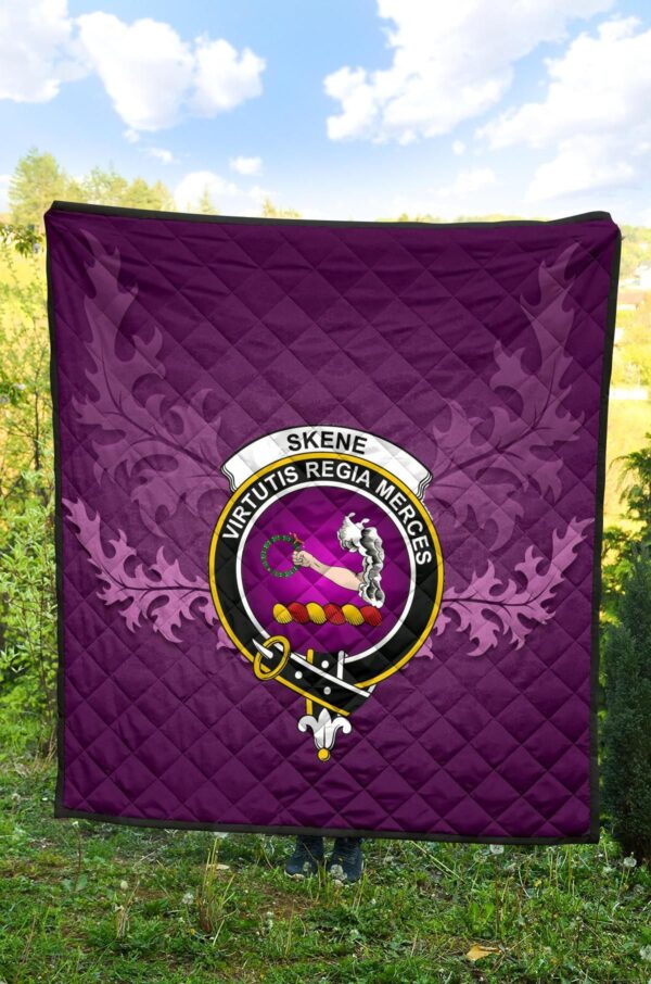 Skene Modern Clan Quilt, Scottish Tartan Skene Modern Clans Quilt Violet Style - Image 4