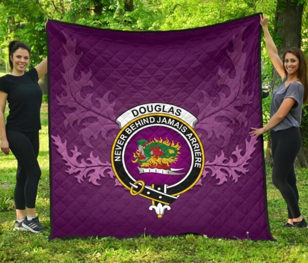 Douglas Grey Modern Clan Quilt, Scottish Tartan Douglas Grey Modern Clans Quilt Violet Style