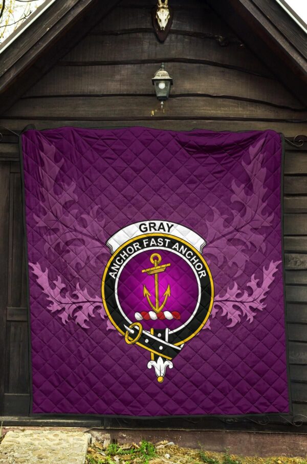 Gray Clan Quilt, Scottish Tartan Gray Clans Quilt Violet Style - Image 5