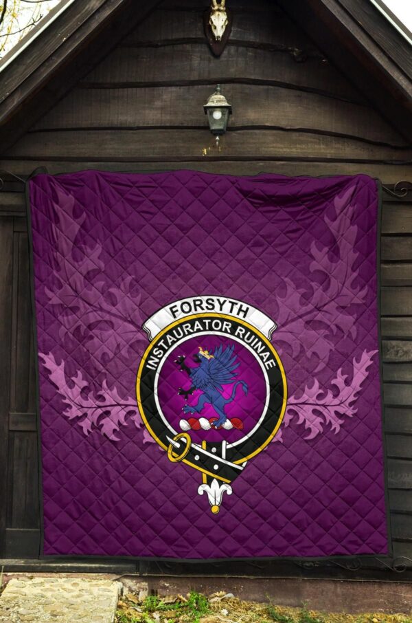 Forsyth Modern Clan Quilt, Scottish Tartan Forsyth Modern Clans Quilt Violet Style - Image 5