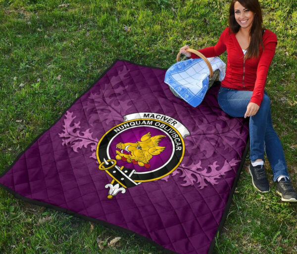 MacIver Modern Clan Quilt, Scottish Tartan MacIver Modern Clans Quilt Violet Style - Image 6