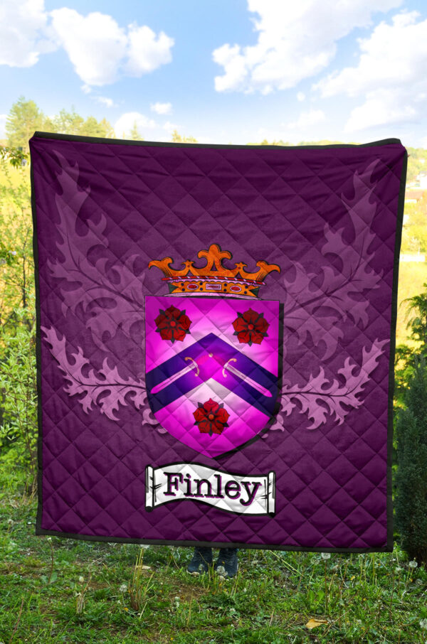 Finley Clan Quilt, Scottish Tartan Finley Clans Quilt Violet Style - Image 4