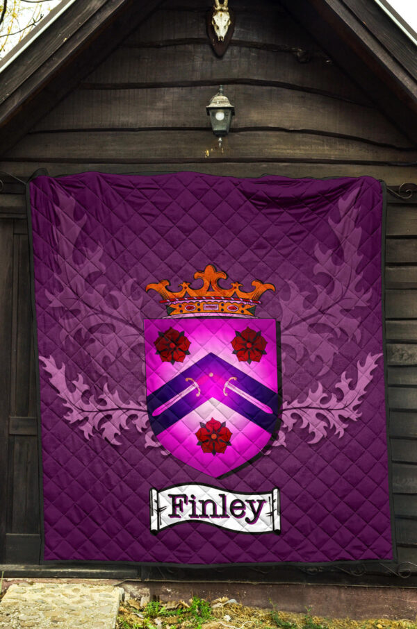 Finley Clan Quilt, Scottish Tartan Finley Clans Quilt Violet Style - Image 5