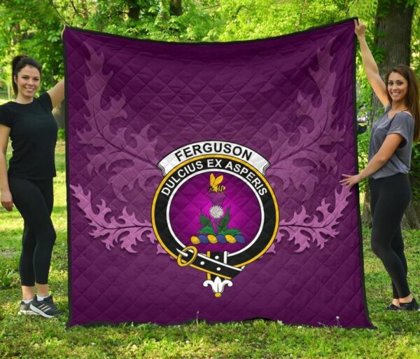 FERGUSON ANCIENT Clan Quilt, Scottish Tartan FERGUSON ANCIENT Clans Quilt Violet Style