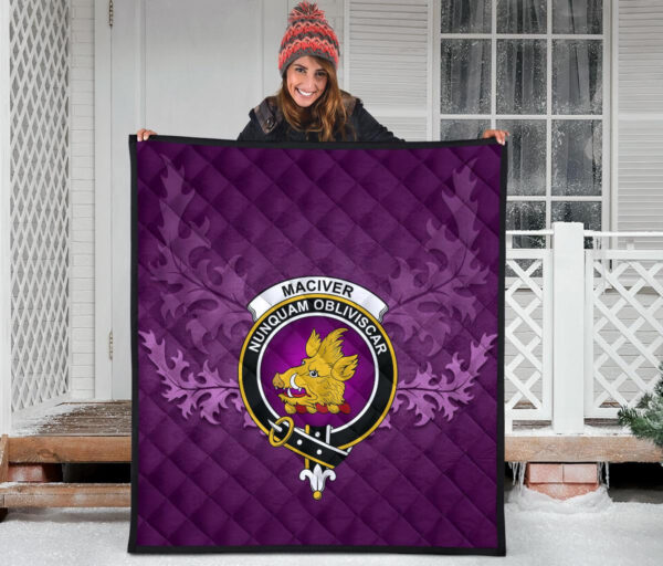 MacIver Modern Clan Quilt, Scottish Tartan MacIver Modern Clans Quilt Violet Style - Image 3