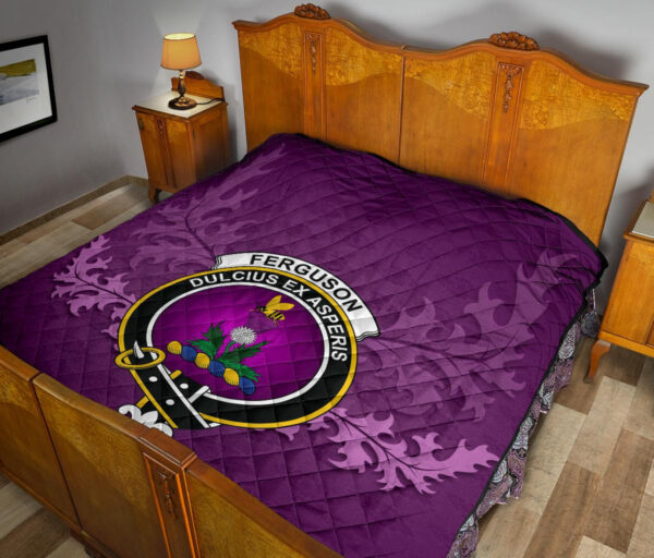 FERGUSON ANCIENT Clan Quilt, Scottish Tartan FERGUSON ANCIENT Clans Quilt Violet Style - Image 11