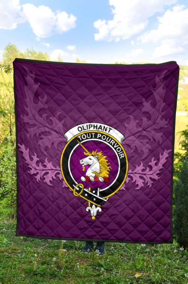 Oliphant Ancient Clan Quilt, Scottish Tartan Oliphant Ancient Clans Quilt Violet Style - Image 4