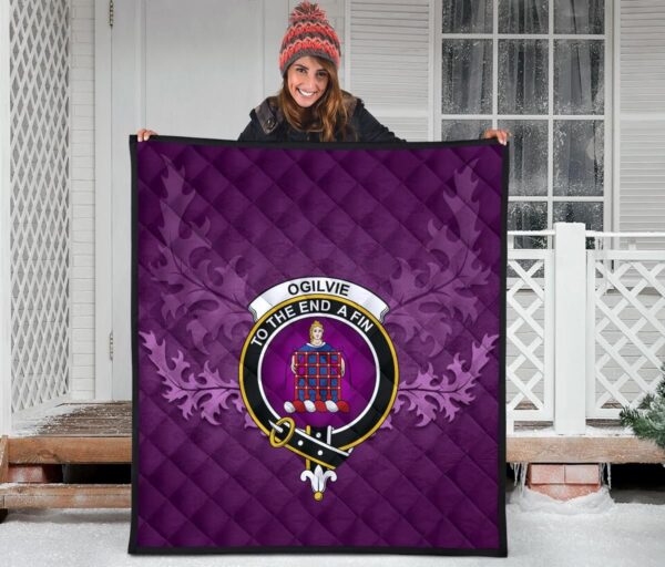 Ogilvie Clan Quilt, Scottish Tartan Ogilvie Clans Quilt Violet Style - Image 3