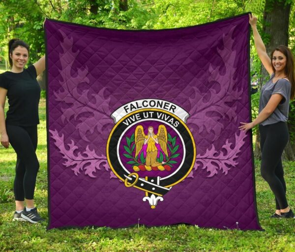 Falconer Clan Quilt, Scottish Tartan Falconer Clans Quilt Violet Style