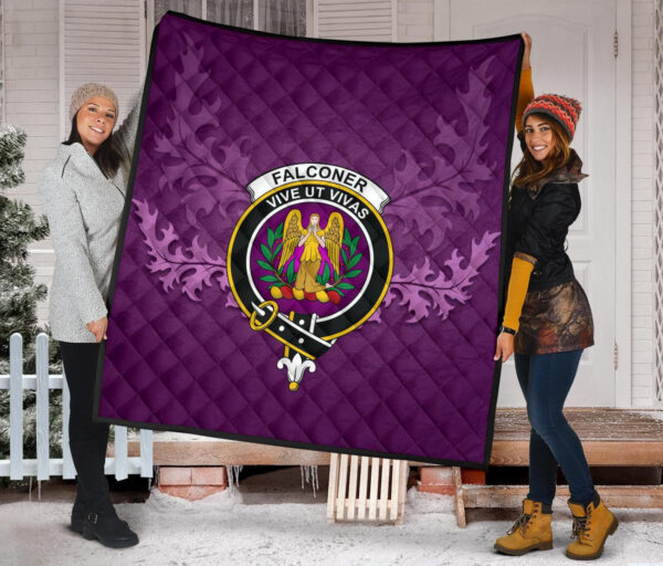 Falconer Clan Quilt, Scottish Tartan Falconer Clans Quilt Violet Style - Image 2