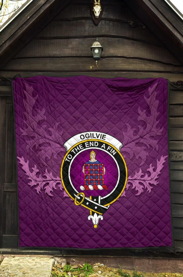 Ogilvie Clan Quilt, Scottish Tartan Ogilvie Clans Quilt Violet Style - Image 5