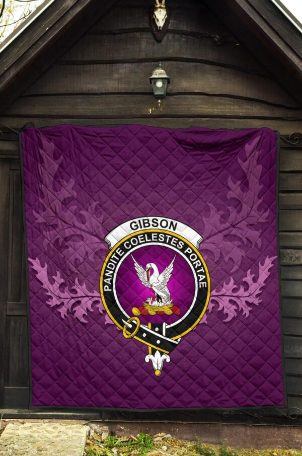 Gibbs Clan Quilt, Scottish Tartan Gibbs Clans Quilt Violet Style - Image 5