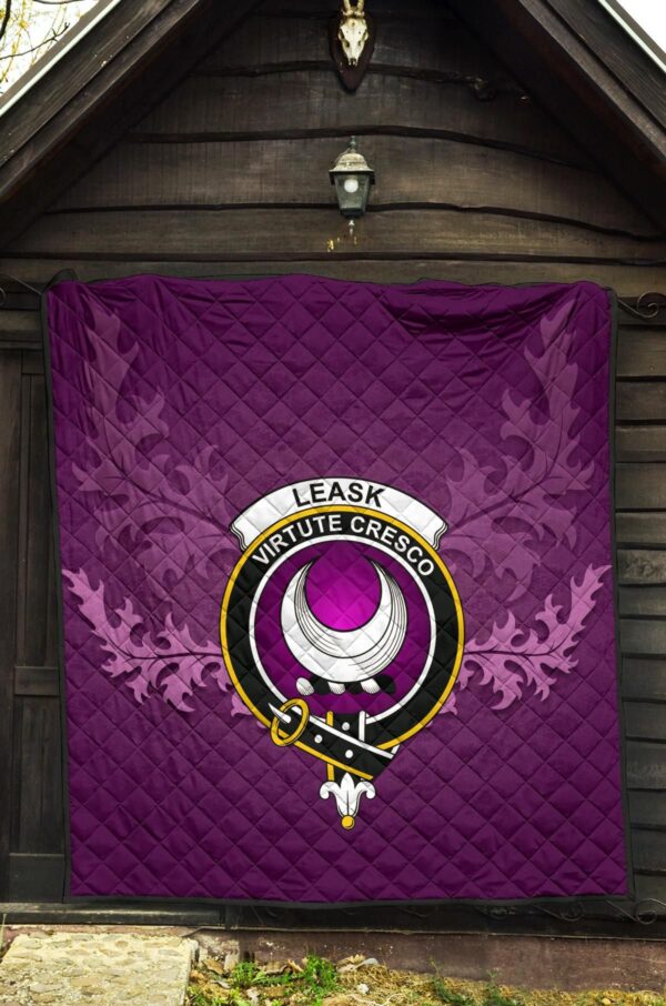 Leask Clan Quilt, Scottish Tartan Leask Clans Quilt Violet Style - Image 5