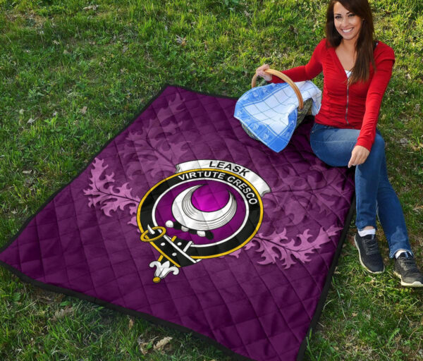 Leask Clan Quilt, Scottish Tartan Leask Clans Quilt Violet Style - Image 6