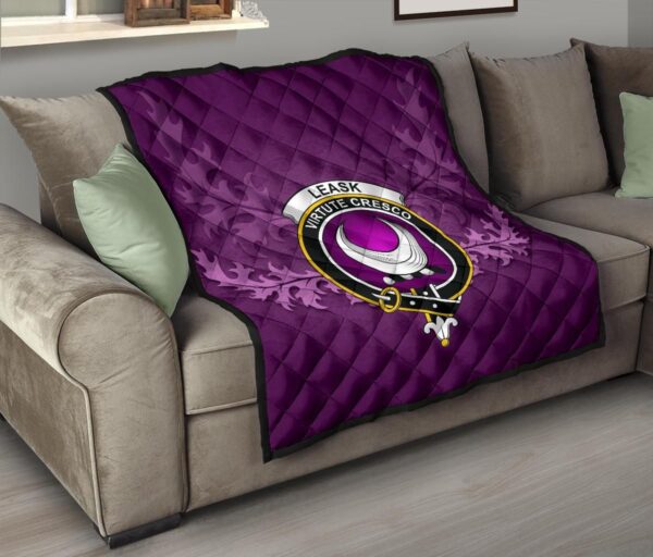 Leask Clan Quilt, Scottish Tartan Leask Clans Quilt Violet Style - Image 9