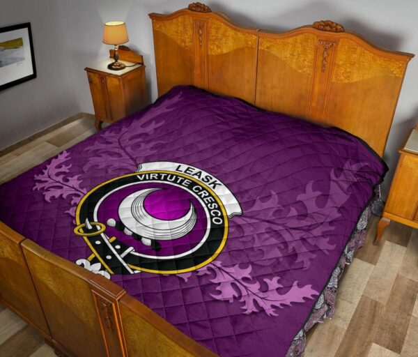 Leask Clan Quilt, Scottish Tartan Leask Clans Quilt Violet Style - Image 11