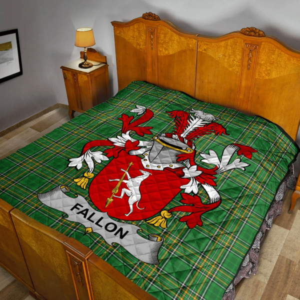 Fallon Or O'Fallon Irish Family Crest Premium Quilt - Irish National Tartan - Image 2