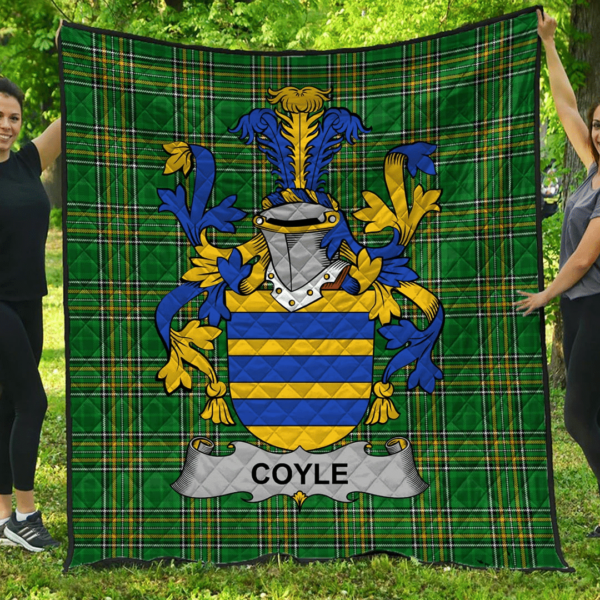 Coyle Or Mccoyle Irish Family Crest Premium Quilt - Irish National Tartan