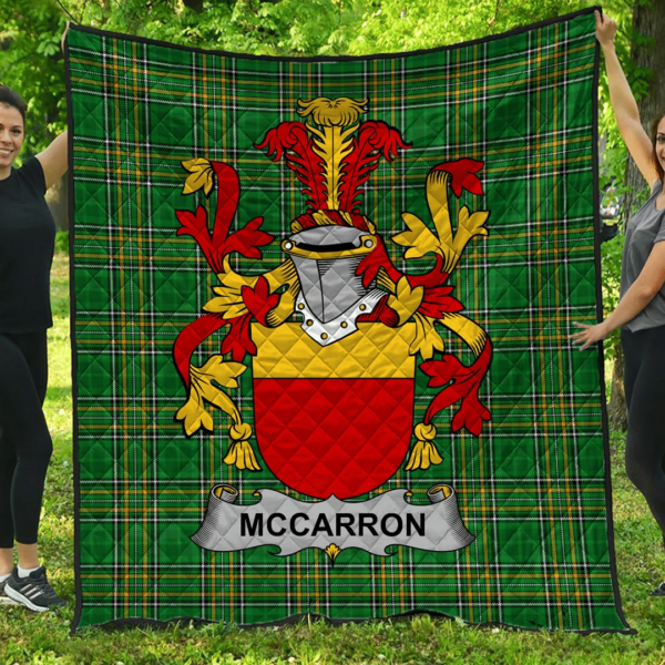 Mccarron Irish Family Crest Premium Quilt - Irish National Tartan