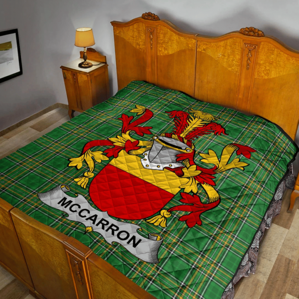 Mccarron Irish Family Crest Premium Quilt - Irish National Tartan - Image 2