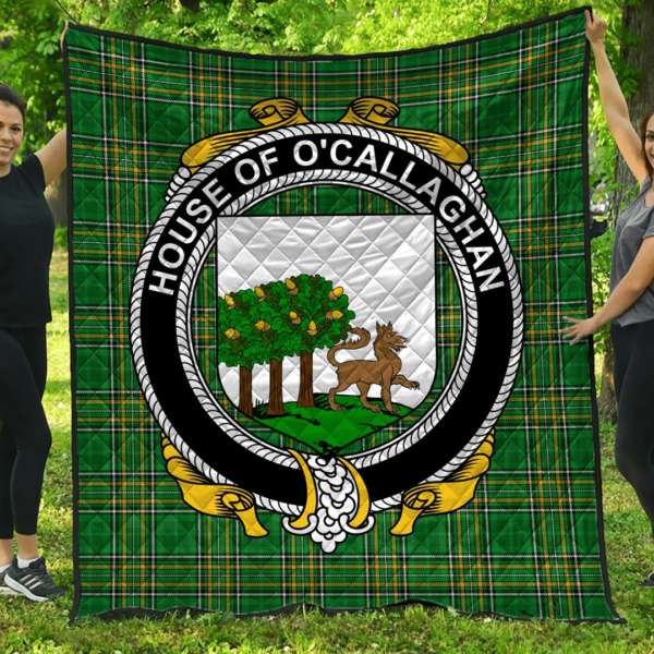 House Of O'Callaghan Irish Family Crest Premium Quilt - Irish National Tartan