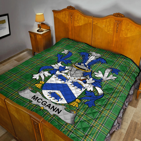 Mcgann Or Magan Irish Family Crest Premium Quilt - Irish National Tartan - Image 2