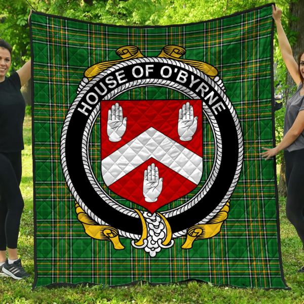 House Of O'Byrne Irish Family Crest Premium Quilt - Irish National Tartan