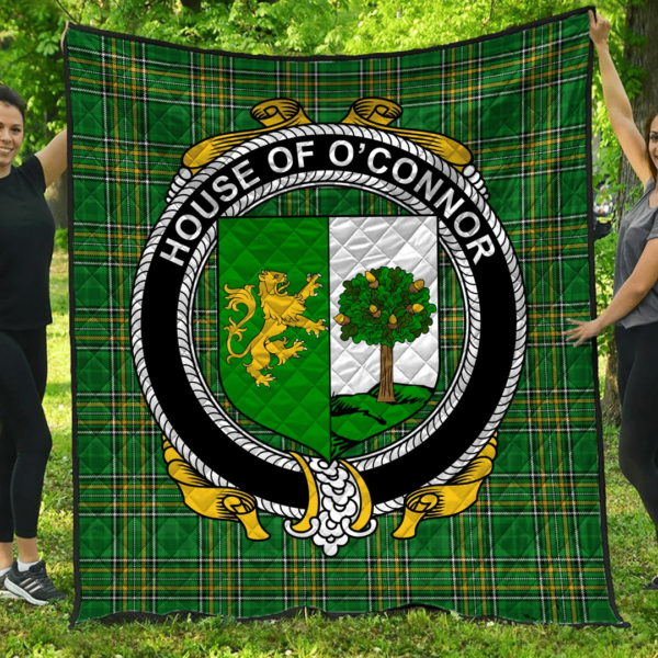 House Of O'Connor (Sligo) Irish Family Crest Premium Quilt - Irish National Tartan