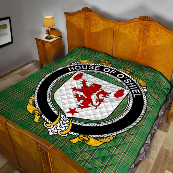 House Of O'Shiel Irish Family Crest Premium Quilt - Irish National Tartan - Image 2