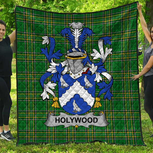 Holywood Irish Family Crest Premium Quilt - Irish National Tartan