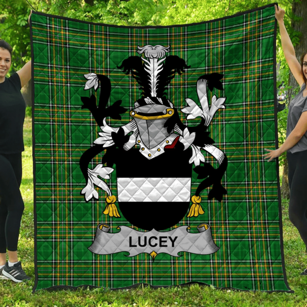 Lucey Or O'Lucy Irish Family Crest Premium Quilt - Irish National Tartan