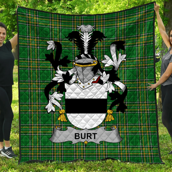 Burt Or Birt Irish Family Crest Premium Quilt - Irish National Tartan