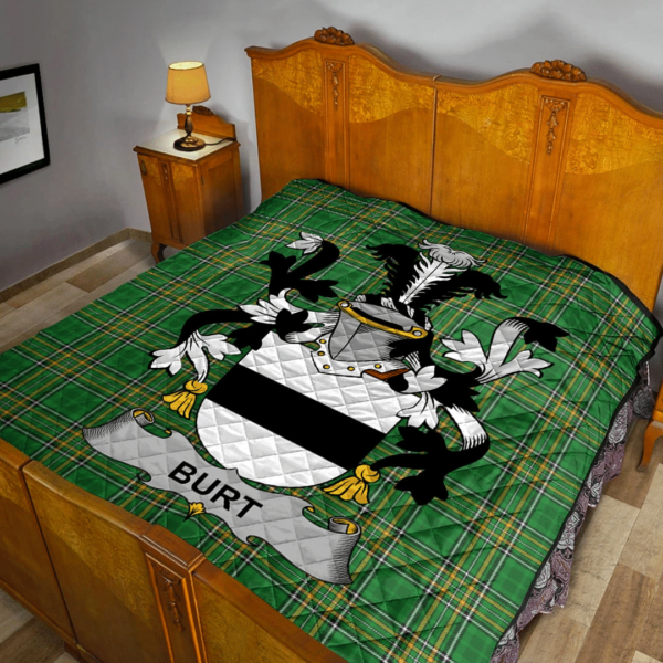 Burt Or Birt Irish Family Crest Premium Quilt - Irish National Tartan - Image 2