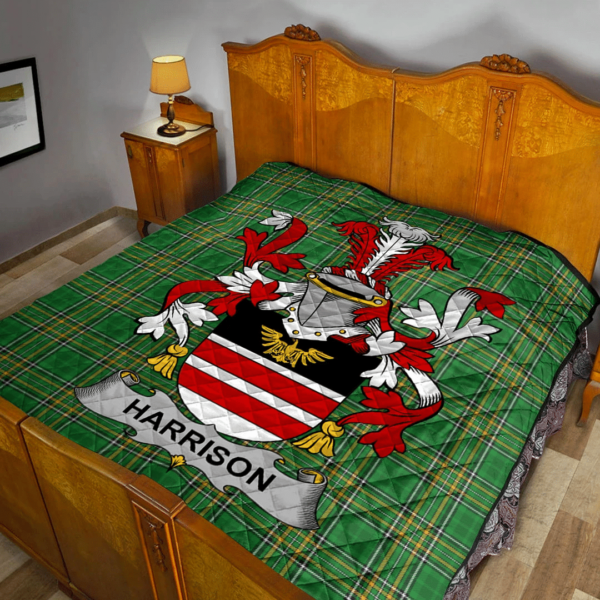 Harrison Irish Family Crest Premium Quilt - Irish National Tartan - Image 2