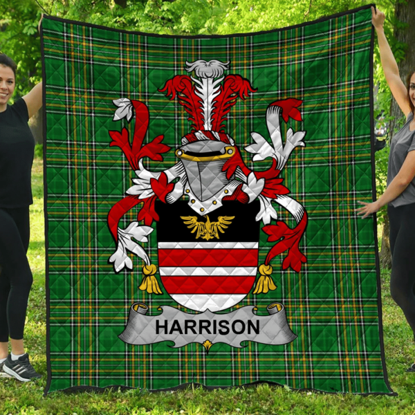 Harrison Irish Family Crest Premium Quilt - Irish National Tartan