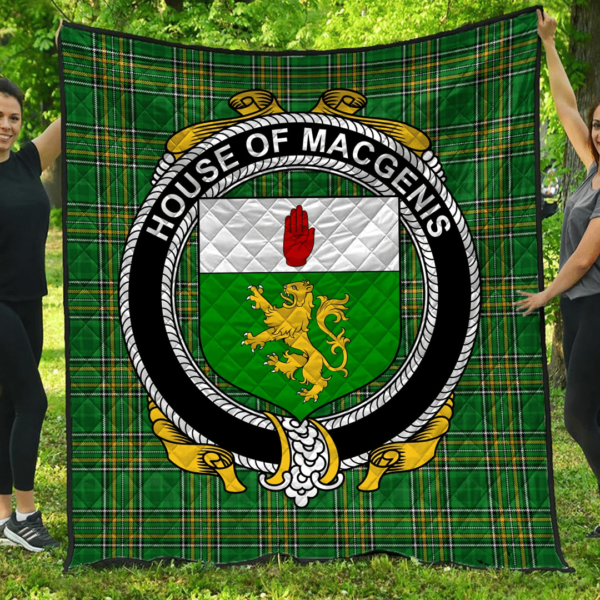 House Of Macgenis Irish Family Crest Premium Quilt - Irish National Tartan