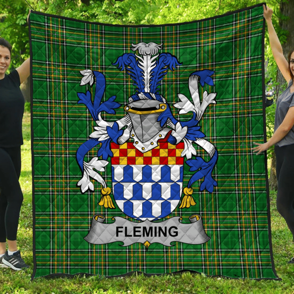 Fleming Irish Family Crest Premium Quilt - Irish National Tartan